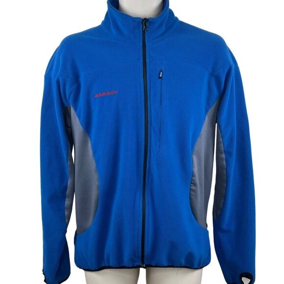 Mammut Full Zip Jacket Sweater Blue XL thumbholes gorpcore sweatshirt mock neck - Picture 1 of 14